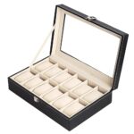 Styleys Faux Leather 12 Slots Watch Box Organizer Watch Storage Watch Case(W06,Black)