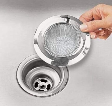 Styxon Kitchen Bathroom Sink Drain Strainer Screen, Stainless Steel Sink Garbage Disposal Stopper Mesh Basket, 4.5 Inch, Silver