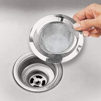 Styxon Kitchen Bathroom Sink Drain Strainer Screen, Stainless Steel Sink Garbage Disposal Stopper Mesh Basket, 4.5 Inch, Silver