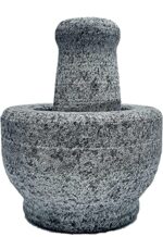 Subaa Stone Mortar and Pestle Set for Spices, Okhli Masher, Khalbatta stone, Kharal, Mixer, Natural & Traditional Grinder, Musal, Well Design for Kitchen, Home, Herbs, Stone Okhli-4 Inch Outer Dia