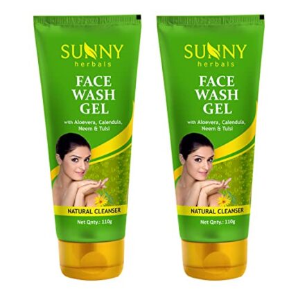 Sunny Face Wash Gel Enriched With Aloevera, Neem & Tulsi For Cleansing, Prevents Pimple & Removes Extra Oil | Moisturizes, Fresh & Supple Skin, Healthy Glow For All Skin, 110 gm (Pack of 2)