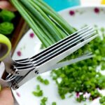 Surinka Multi-Layers Kitchen Herb Scissors, 5 Blade Kitchen Shears Scallion Cutter Laver Spices Herb Spice Kitchen Slicer Shredded Scallion Chive Cutter for Cutting Cilantro Onion Salad Garden Herbs