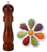 TCCO Pepper Grinder Crusher Mill Machine 8 INCH for Kitchen Adjustable Ceramic Rotor and Easily Refillable Pepper Shakers for Your Kitchen, Manual Salt Pepper Grinder(Wooden Salt Paper & Grinder)