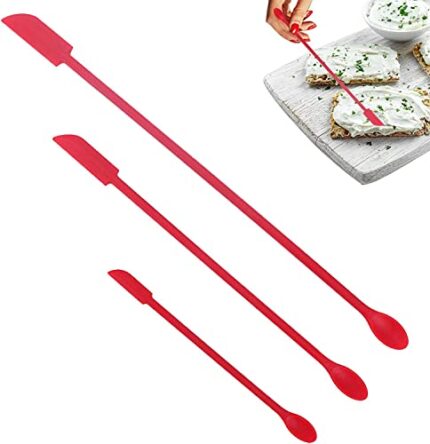 TGOPIT Mini Makeup Spatula - Small Silicone Makeup Spatula Last Drop Spatula Bottle Scraper Spatula Lotion Spatula for Girls and Women Mini Jar Scraper Set Beauty Spatula (Red)