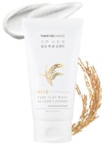 THANKYOU FARMER Rice Pure Clay Mask To Foam Cleanser (150 ml) | 2 in 1 Face Cleanser | Pore Care, Sebum Control and Deep Cleansing | k beauty, korean skin care products