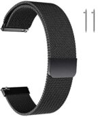 THE PRITO Metal Magnetic Watch Band Mesh Woven Quick Release Strap Adjustable Stainless Steel Replacement Straps (Black, 19mm)