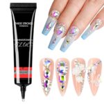 THR3E STROKES Nail Rhinestone Glue for Nails, Super Strong Gel Nail Glue for Nail Charm 3D Nails Bling Gel for Decoration Gem Nail Art Jewel Diamonds 15ML Cured Need Beauty Gift (UV REQUIRED)