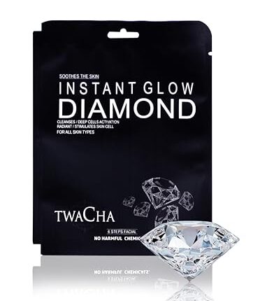 TWACHA Instant Glow Diamond Facial Kit | Improves Skin Elasticity, Provides Instant Glow,Deep Cleanses,Brightens and Lightens Patchy Damaged Skin | Suits of All Skin Type | (6 Steps Facial)
