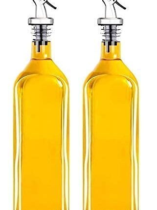 TYRUS Oil dispencer 1000ml Oil Bottle 1000ml Oil Dispenser for Kitchen 1 Litre Glass - Clear - 1000 ml - Pack of 2