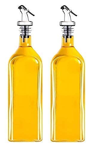 TYRUS Oil dispencer 1000ml Oil Bottle 1000ml Oil Dispenser for Kitchen 1 Litre Glass - Clear - 1000 ml - Pack of 2