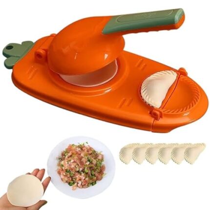 Tekcool 2 in 1 Dumpling Maker Ghughra Momos Maker Machine, Skin Press Mould for Gujiya Ghughra Mould Machine, Kitchen Dumpling Making Tool with Dumpling Puri Maker (Assorted Color, Design 2)