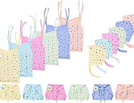 Toddylon New Born Baby Clothes Jhabla Set | Baby Dress | Infants Clothing | Shirt | Nappy | Caps | Cotton | Sleepwear | Casual | Gift Combo (0-6 Months), Multicolor, Pack of 6