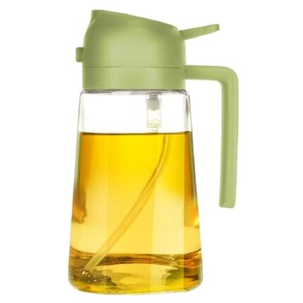 TrendPlain 16oz Oil Dispenser Bottle for Kitchen - 2 in 1 Olive Oil Dispenser and Oil Sprayer - 470ml Olive Oil Bottle - Oil Sprayer for Cooking, Kitchen, Salad, Barbecue 1 Pcs Green