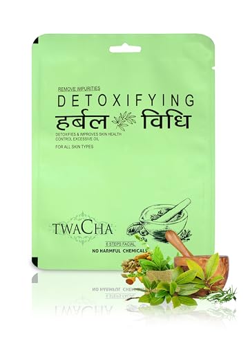 Twacha Herbal Vidhi Detoxifying Facial Kit to Remove Impurities & Keep Skin Healthy | Facial Kit For Women & Men | For All Skin Types | Deep Clean and Improve Skin Glow | Brightens Skin Complexion