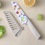 UMAI Sharp Knife for Kitchen (7 Inch) Chef Knife | Chaku Knife | Printed Knife| Nife | Chopping Knife | Steel Kitchen Knife with Cover | Chopper Knife for Kitchen (Golden) (White)