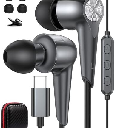 USB C Earbuds Wired Headphones with Microphone for iPhone 16 15 Samsung Z Flip 6 Fold 5 Galaxy S24 Ultra S23 S22 S21 Pixel 8 7 Oneplus, USB Type C in-Ear Volume Control Noise Isolation Sport Headset