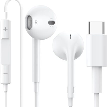 USB C Headphones, Type C Earbuds Compatible for iPhone 15/15 Pro/ 15 Pro Max Samsung S24 Headphones with Microphone Noise Isolation Stereo Wired Earphones for Samsung Galaxy S22 S23 Ultra Pixel 7a