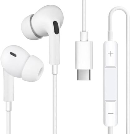 USB C Woofer, Type C Earbuds Compatible for iPhone 15/15 Pro/ 15 Pro Max Samsung S24 Headphones with Microphone Noise Isolation Stereo Wired Earphones for Samsung Galaxy S22 S23 Ultra Pixel 7a