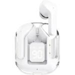 Ultrapod Wireless Bluetooth in Ear Earbuds Transparent Charging Case Active Noise Cancellation Led Digital Display Bluetooth Earphones Touch Control Water Resistant (White)