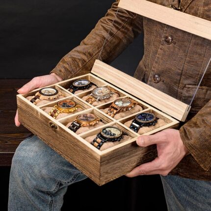 Union Artition Arts Watch Box For Men, Watch Storage Box,Wooden Watch organiser, Watch Holder For Men, Wooden Watch Box, Christmas, Anniversary, Valentine;s Day, Father's Day,(Off-White 8 slot)