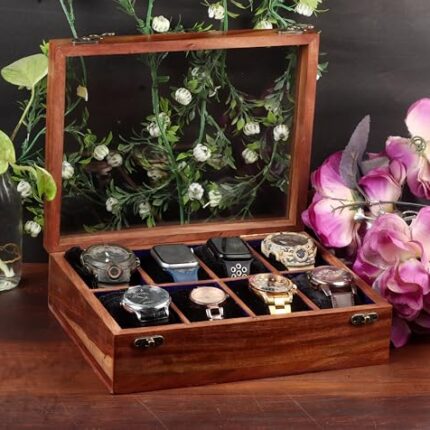 Union Artition Arts Watch Box Organizer For Men and Women, Wooden watch box, Watch case box for men, 8 Slots Watch box with build with Solid Indian Rosewood, Organizer Box Display Case 8 slot (Brown)