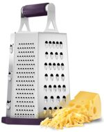 Utopia Kitchen - Cheese Grater & Shredder - Stainless Steel - 6 Sided Box Grater - Large Grating Surface with 6 Razor Sharp Blades - Non Slippery rubber bottom - (Plum)