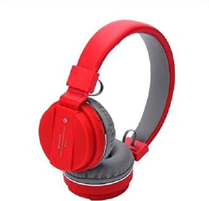 VEKIN Wireless Bluetooth On-Ear Headphone SH12 with Mic FM and SD Card Slot (Red)