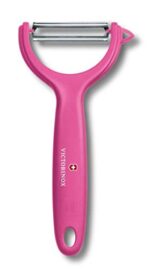 Victorinox Swiss Made, Stainless Steel Multipurpose Peeler, Serrated/Wavy Edge, Professional & Household Kitchen Tools, Kitchen Items, Pink, 7.6079.5 | Peel Tomato Kiwi