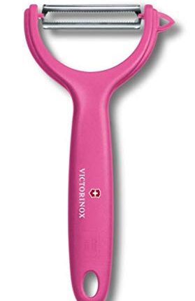 Victorinox Swiss Made, Stainless Steel Multipurpose Peeler, Serrated/Wavy Edge, Professional & Household Kitchen Tools, Kitchen Items, Pink, 7.6079.5 | Peel Tomato Kiwi