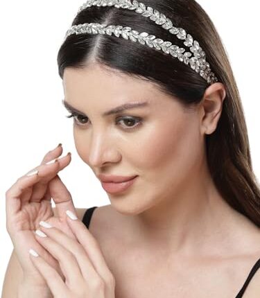 Vogue Hair Accessories Silver Fancy Party Wedding Bridal Hairband Headband Hair Accessories for Women and Girls