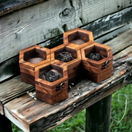 Watch Box Organizer For Men and Women, Wooden watch box, Watch case box for men, Honeycomb 5 Slots Watch box with build with Solid Indian Rosewood, Organizer Box Display Case (dark Brown)