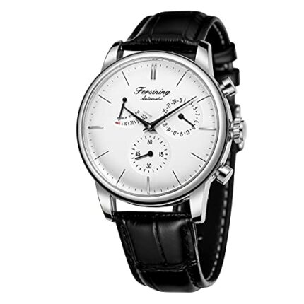 Watch Men's Automatic Mechanical Watch with Strap 3ATM Fashion Casual Wristwatch (White&Silver) -Layfoo