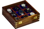 Watch box for women & men, Wooden Watch organizer, Handmade Watch Holder For Men, Custom Valet Box with Brass Lock,, Christmas , Anniversary, Valentine;s Day, Father's Day[24.5x24.5x8] cm