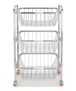 WayMore® Stainless Steel 3-Tier Rack Fruits & Vegetable Onion Trolley Container Basket Organizer Organiser Holder Stand for Kitchen with Wheel (3 Layer Trolley)