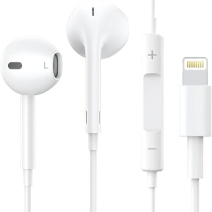 Wired Earbuds Headphones with Lightning Connector Earphones Noise-Isolating Headsets 8pin Compatible with iPhone 14/13/12/11/XS/8/7/Pro/Max/Plus/Mini (Built-in Mic & Volume Control), White