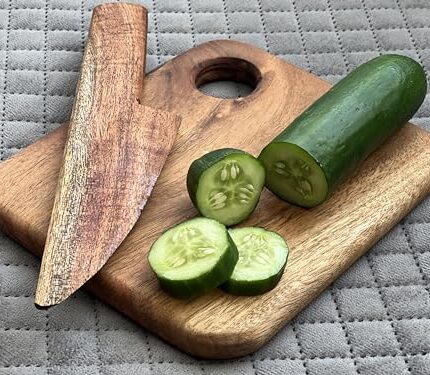 Wood Chop - Kids Acacia Wood Cutting Board with Wooden Knife, Food Grade Finish, Ideal Size for Young Chefs