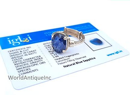 World Antique Inc 15.25 Ratti Unheated Neelam Gemstone Natural Blue Sapphire Stone Original Neelam Adjustable Asthdhatu Ring