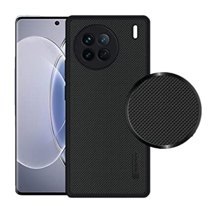 ZARALA Niukin Super Frosted Shield Pro Back Silicone Soft Mobile Case For Vivo X90 Pro 5G Dotted Slim-Fit Design Tpu Shockproof Cover, Black