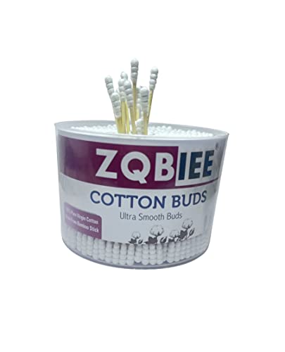 ZQBIEE 500pcs Double Head Cotton Ear & Nose Cleaning Health Care Tools Disposable Bamboo Sticks Soft Beauty Makeup Twisted White Cotton Buds (Pack of 1)