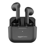 amazon basics True Wireless in-Ear Earbuds with Mic, 10MM Dual Drivers, Up to 55ms Low Latency, IPX5 Sweat & Water Resistant, Bluetooth 5.0, Up to 40 Hours Play Time, Fast Charging (Black)