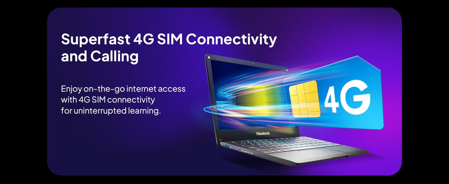 4G SIM, Primebook, Android Laptop, Primebook 4G, Laptop for learning, chromebook, student laptop