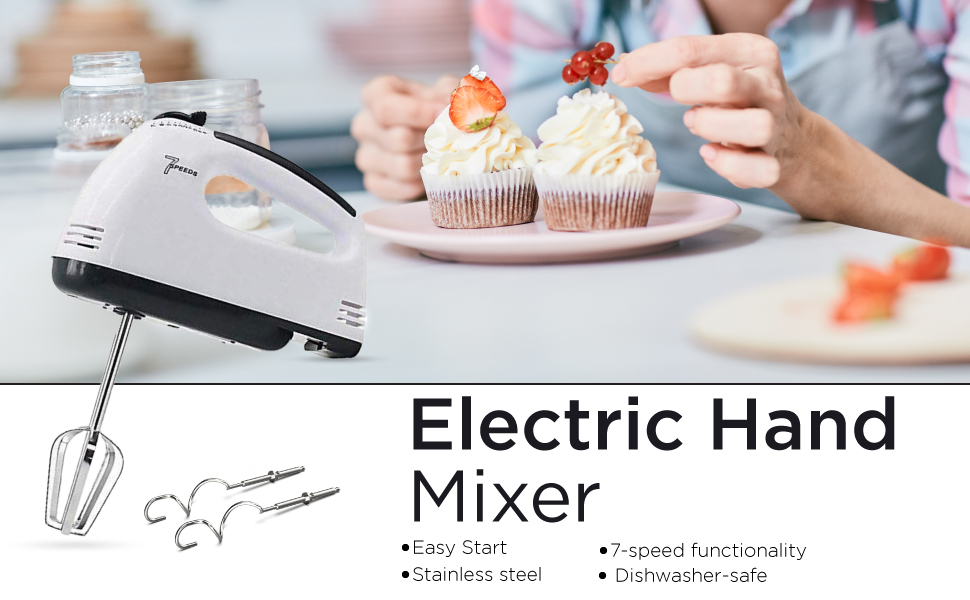 Easymart Electric Hand Mixer and Blenders with Chrome Beater and Dough Hook Stainless Steel SPN-REEF