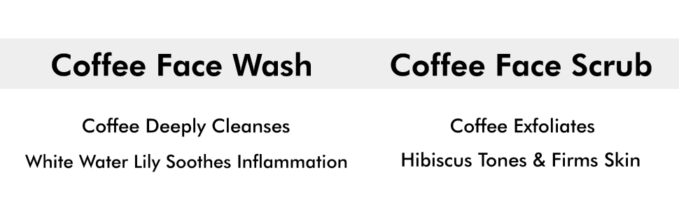 coffee deeply cleanses exfoliates white water lily soothes inflammation hibiscus tones firms skin  