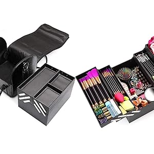 Professional Beauty Make Up Case Nail Leather Cosmetic Box Vanity Case Storage Organizer Box