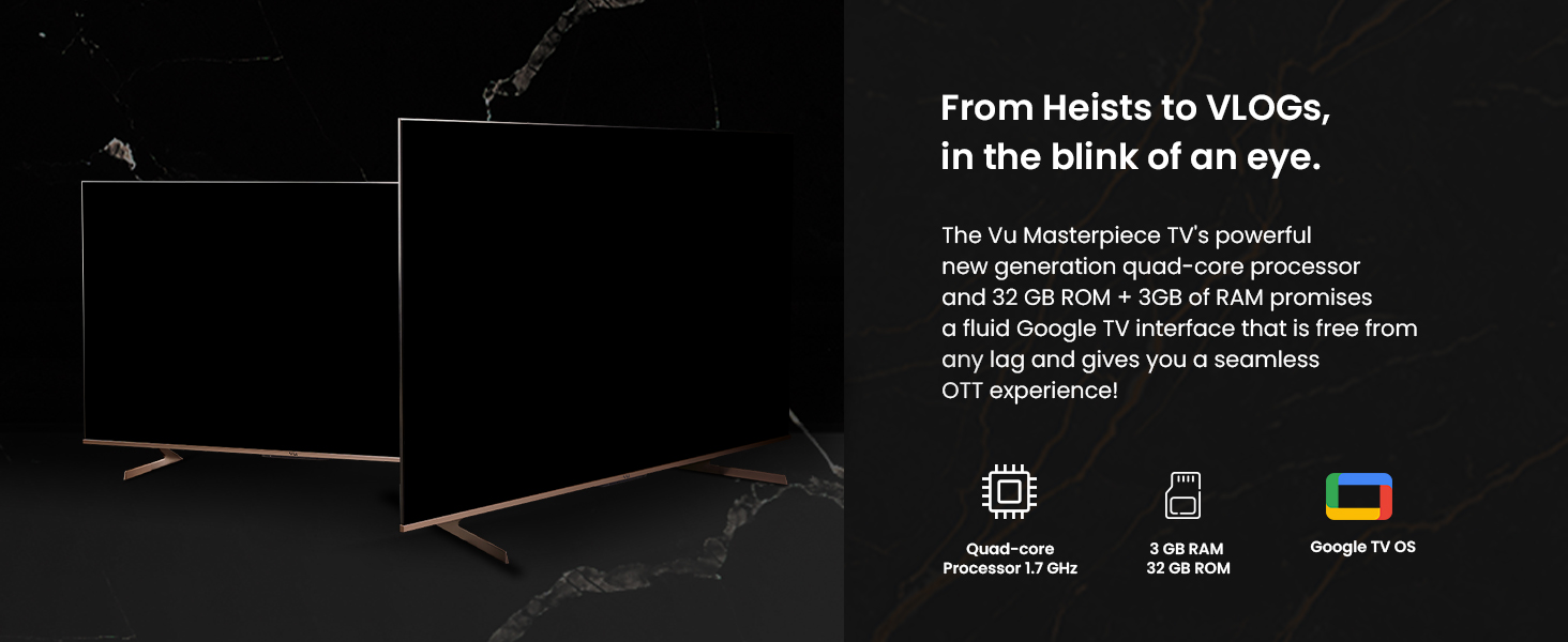 vu masterpiece glo qled tv 2024 with Google TV OS