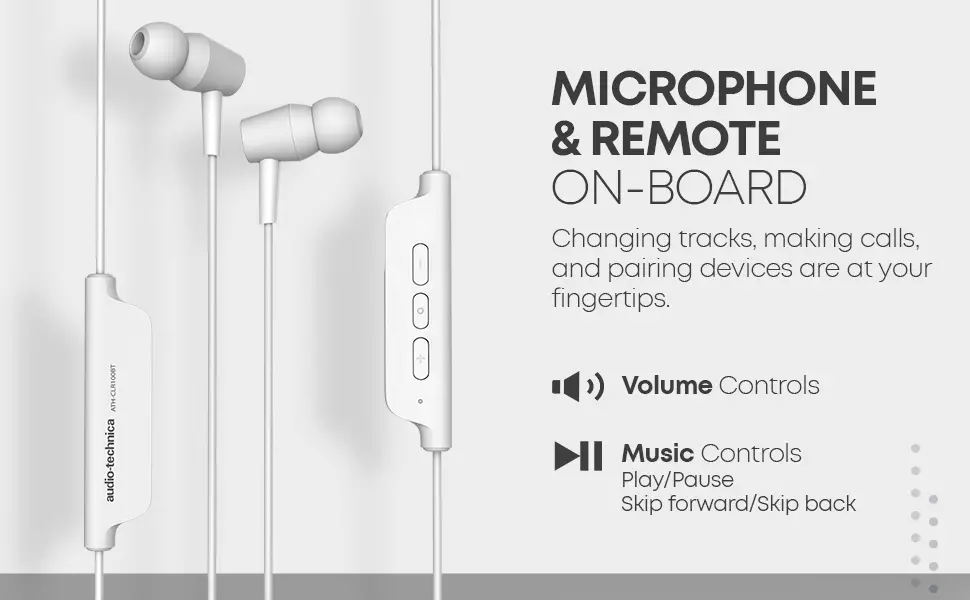 Audio-Technica ATH- CLR100BT BK Wireless IPX2 Neckband Bluetooth Headsets In-Ear Extra Bass