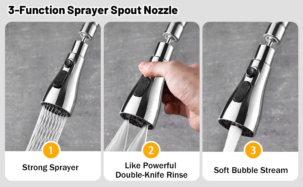 3 Flow Modes - Mesh Flow, Strong Spray, Foam Wash