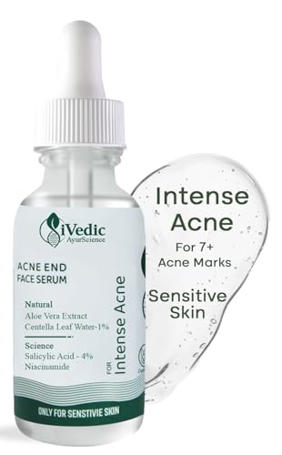 iVedic AyurScience Severe Anti Acne Serum (4% Encapsulated Salicyclic Acid & 0.5% Centella Asiatica Leaf Water) for Blackheads & Open pores - Only Suitable for Sensitive Skin - 30 ml