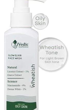 iVedic AyurScience Skin Brightening Face Wash Cleanser (4% Niacinamide, 1% Derma White & 1% Licorice Extract) Removes Tan For Even Skin Tone - Only Suitable for Oily Skin - 150 ml
