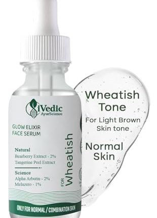 iVedic AyurScience Skin Brightening Serum (1% Melazero, 2% Alpha Arbutin & 2% Bearberry Extract) Removes Tan For Even Skin Tone - Only Suitable for Normal Skin - 30 ml